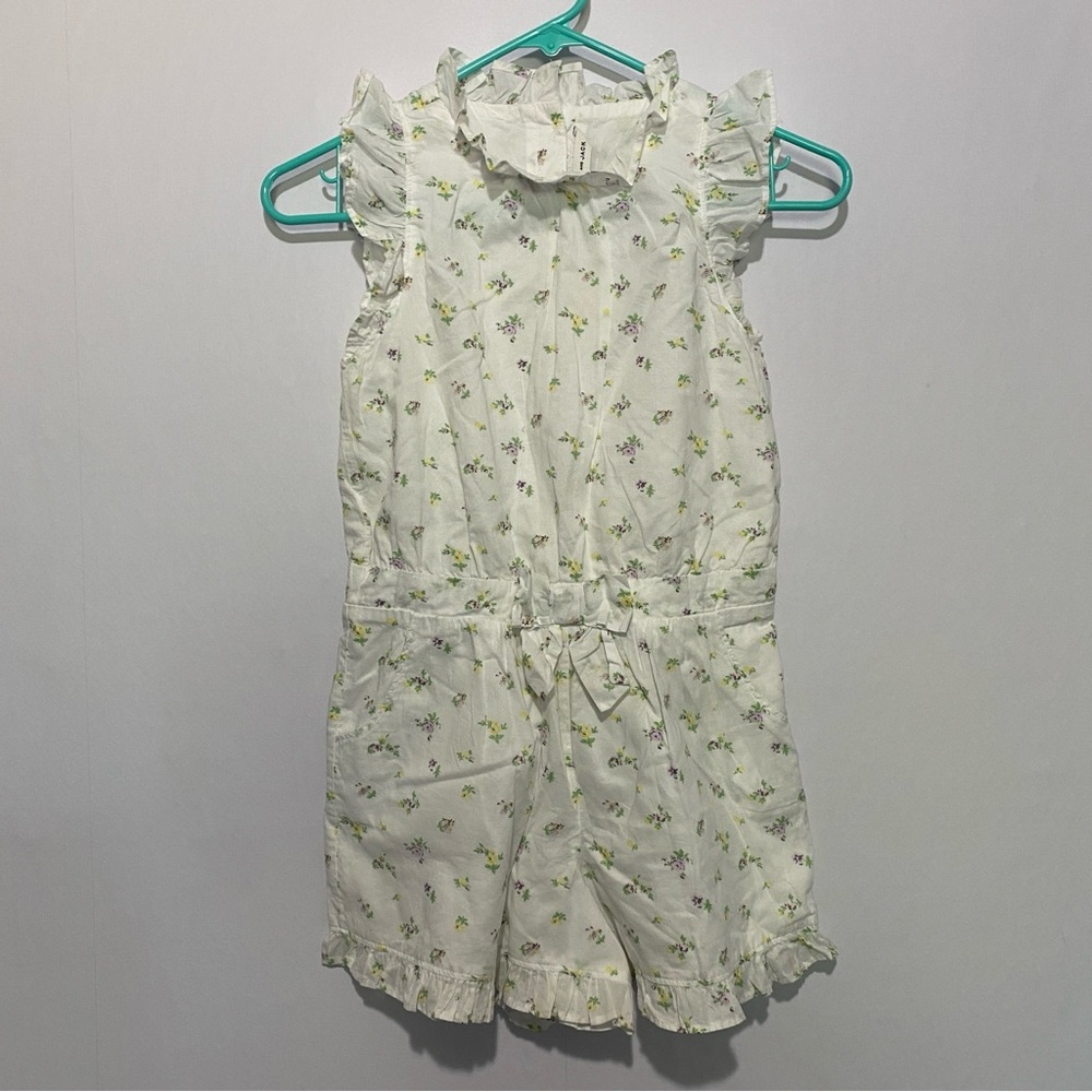 Janie and Jack Girls 12 White Floral Ruffle Romper Easter Cotton